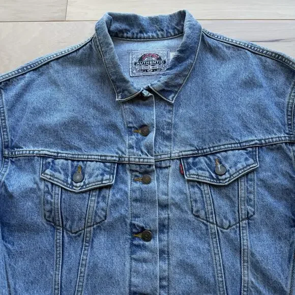 Vintage Levis Denim Jacket Women's Medium Blue 90s Type 3 Outerwear Made in USA - Picture 3 of 11
